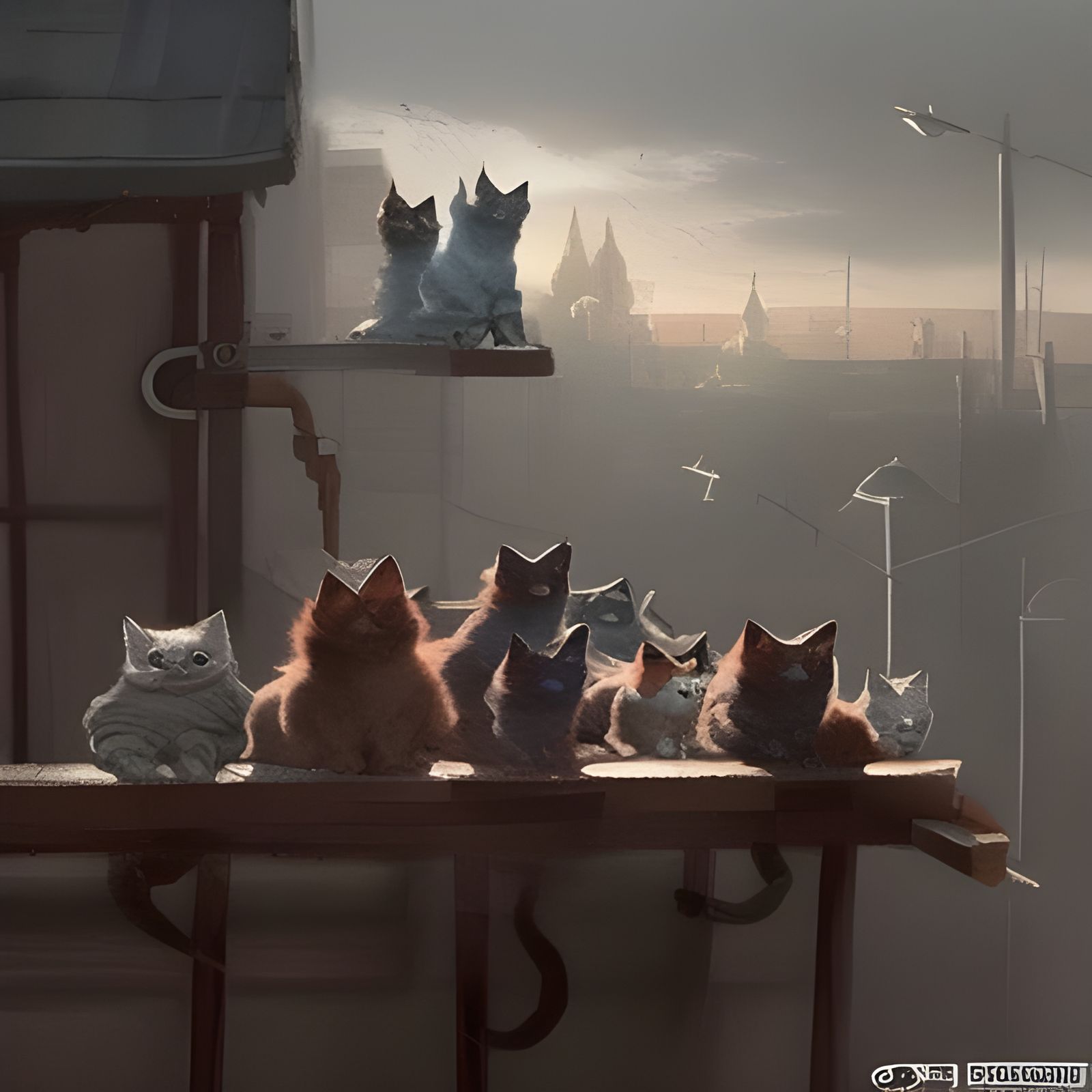 Sinister Cats on a Hot Roof Painting