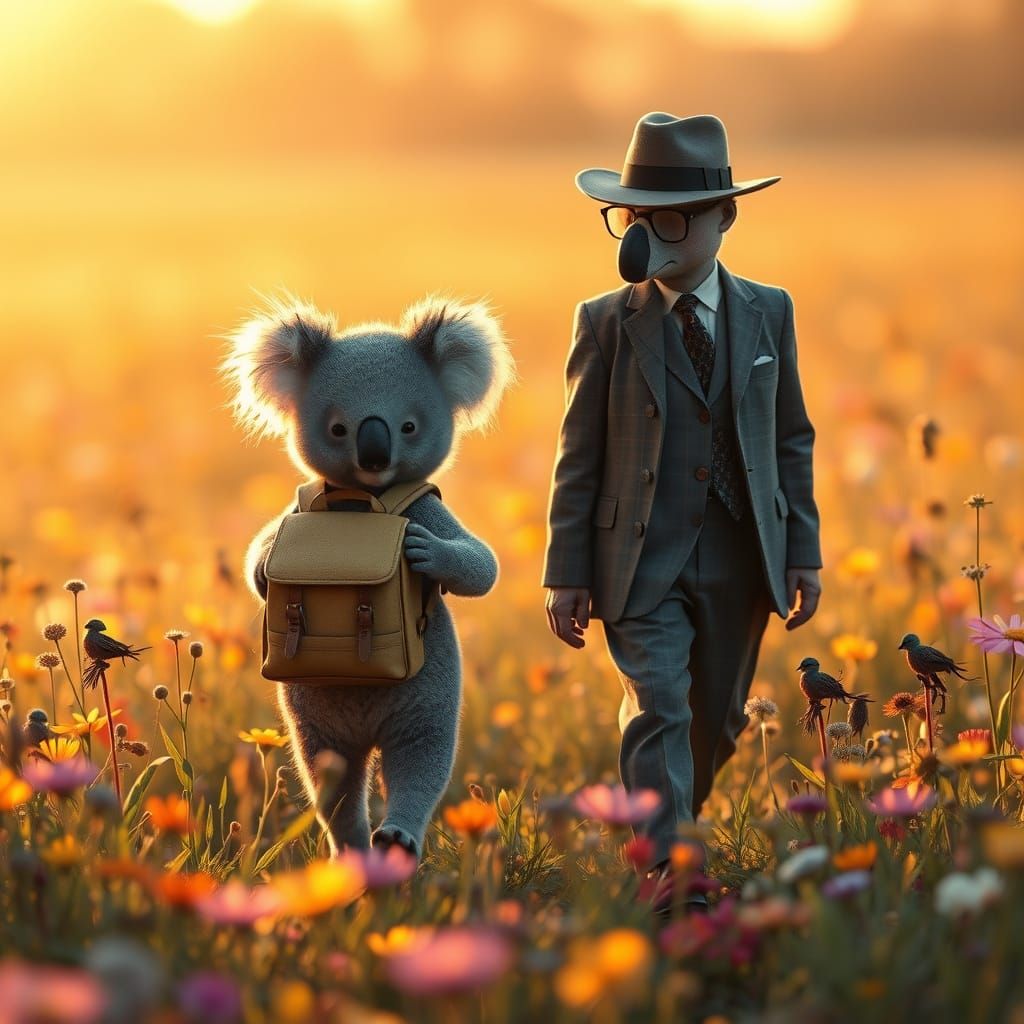 Charming Whimsy in a Golden Field of Wildflowers