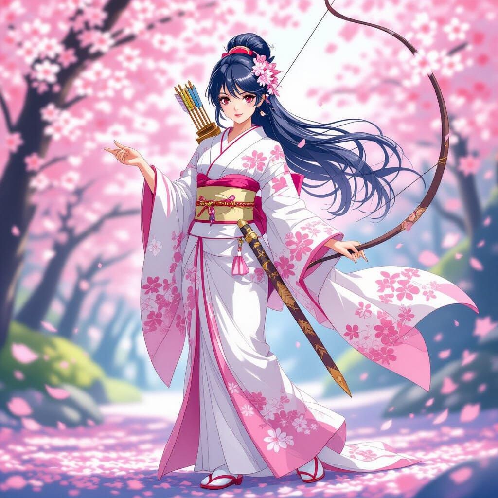 Sakura as Artemis in Floral Dreamscape