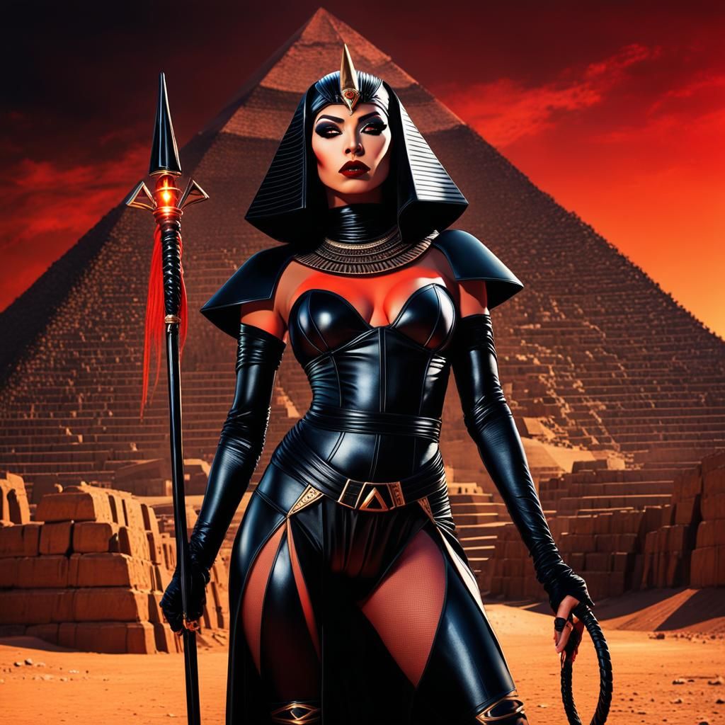 Gothic Egyptian Goddess with Whip in Dark Fantasy Art