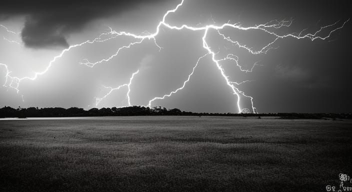 Dramatic Stormy Landscape with Lightning Photography