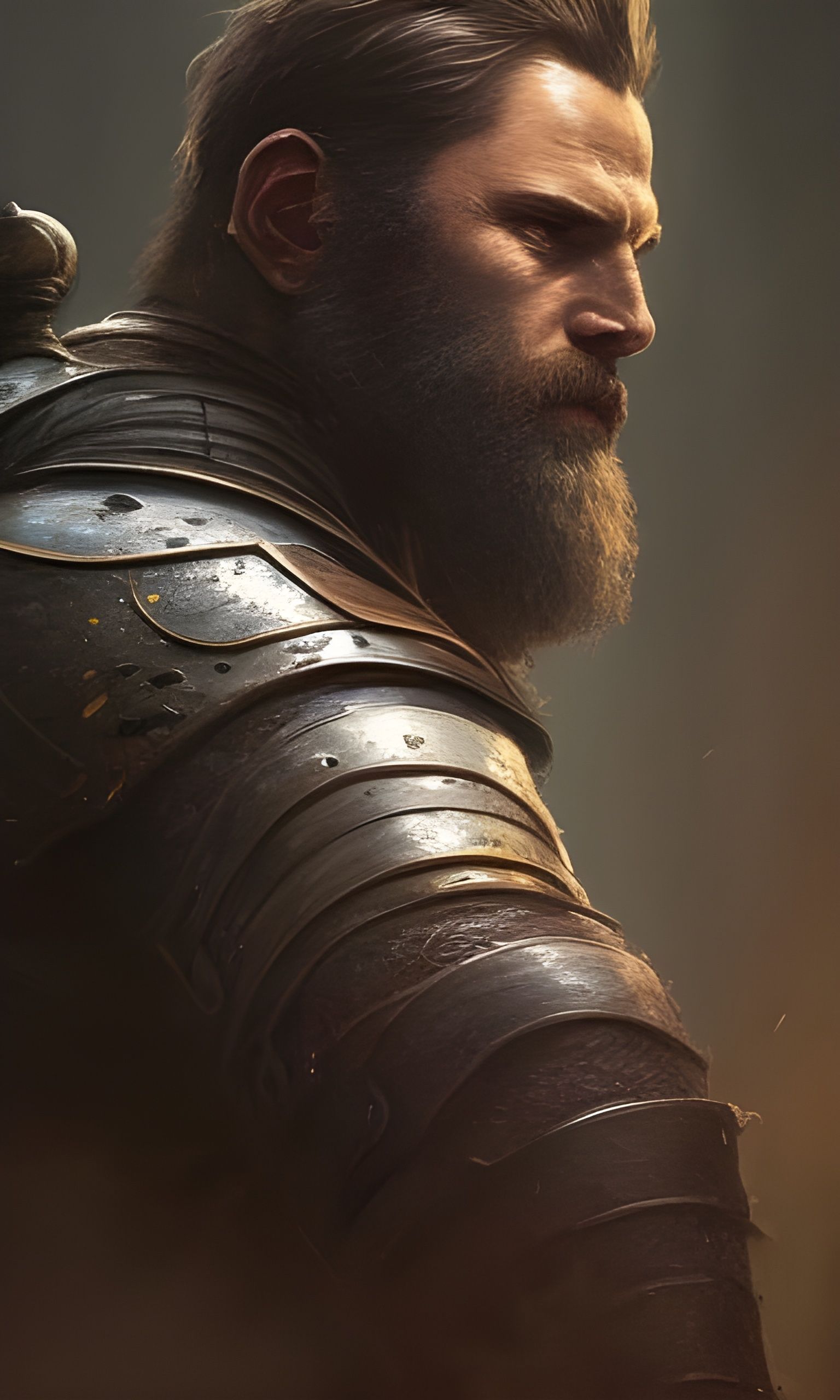 Orc Paladin Portrait in Dark Fantasy Style