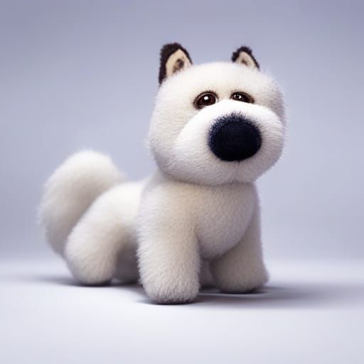 Cute Husky Puppy Plush Toy in 3D Digital Art