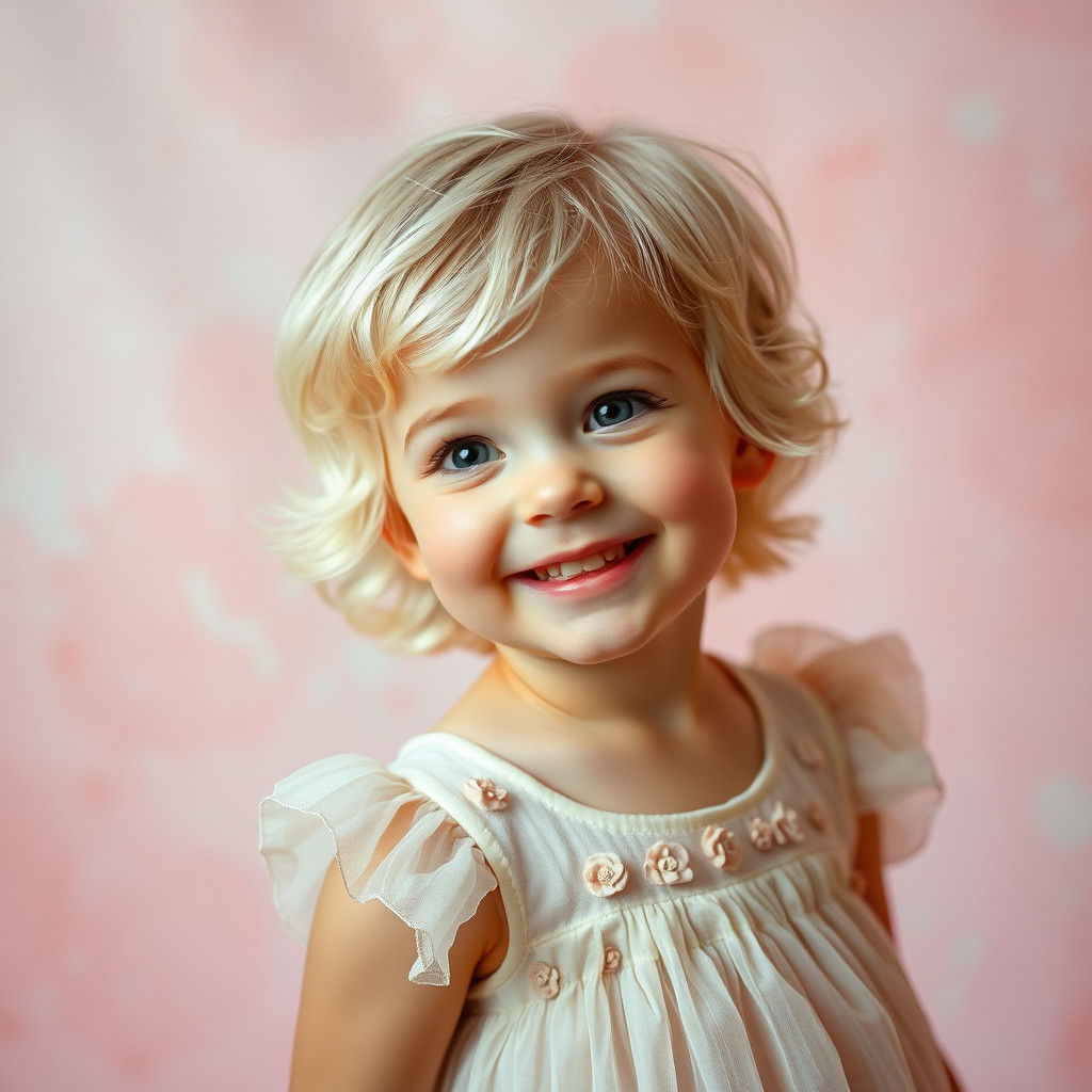 Smiling Girl in Chiffon Dress, Nostalgic Film Style