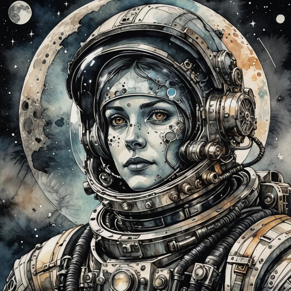 Astronaut Portrait: Pop Art Meets Gritty Retrofuturism