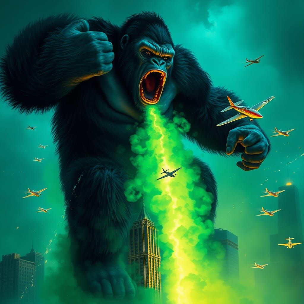 King Kong's Ascent: A Fantastical Matte Painting