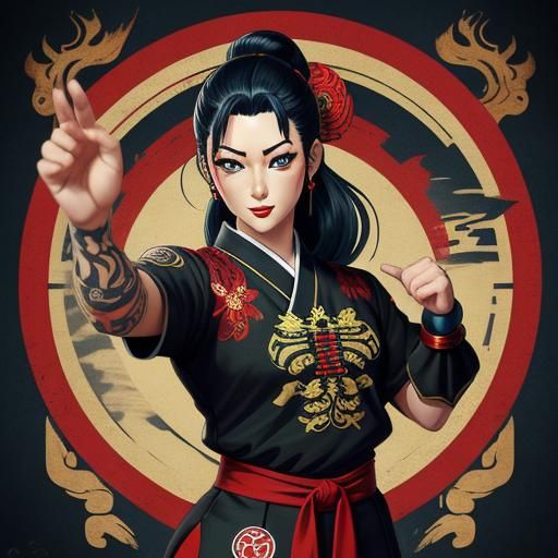 Neotraditional Anime Tattoo Design of Woman in Uniform