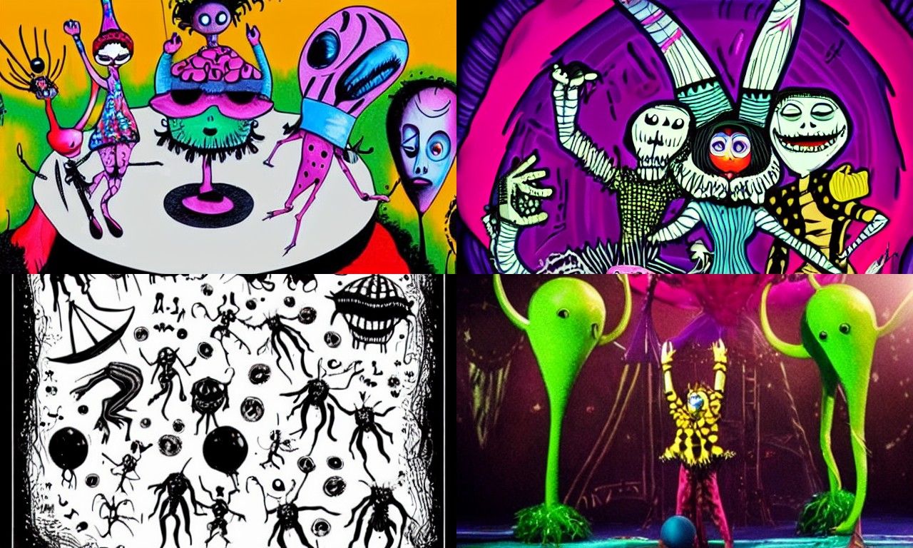 Alien Circus in Tim Burton Style