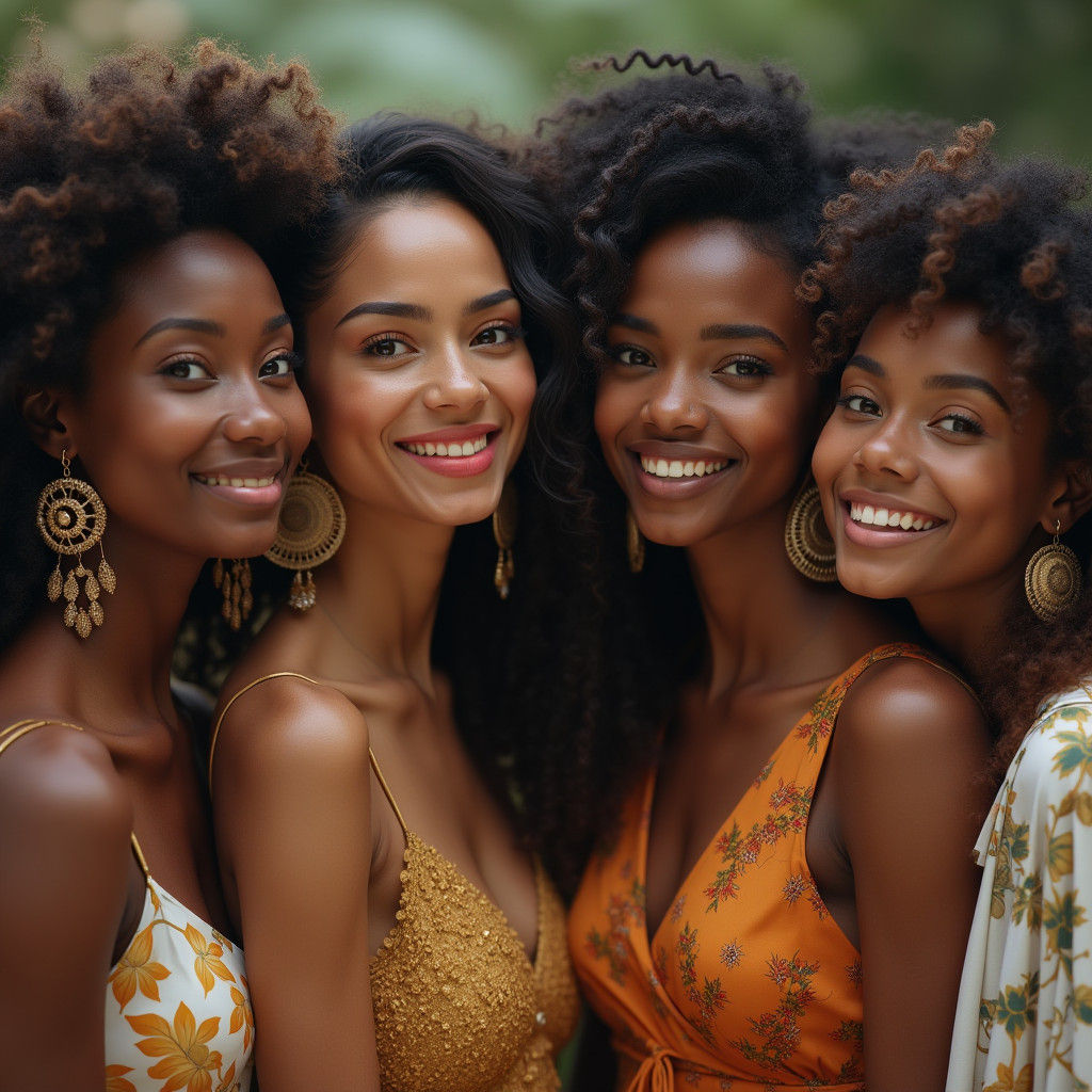 Detailed Portrait of Diverse Women in Cultural Attire