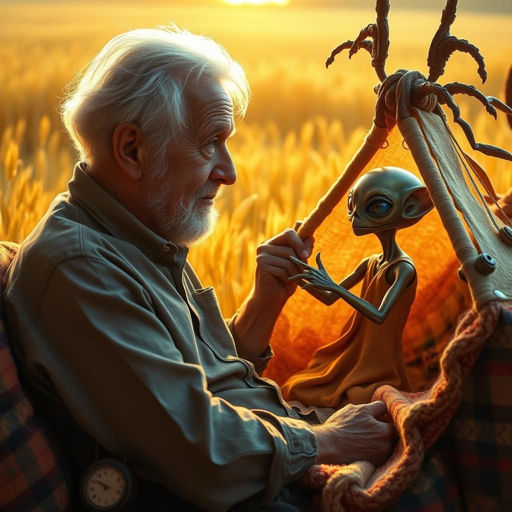 Nostalgic Elder and Alien Crop Circle Art