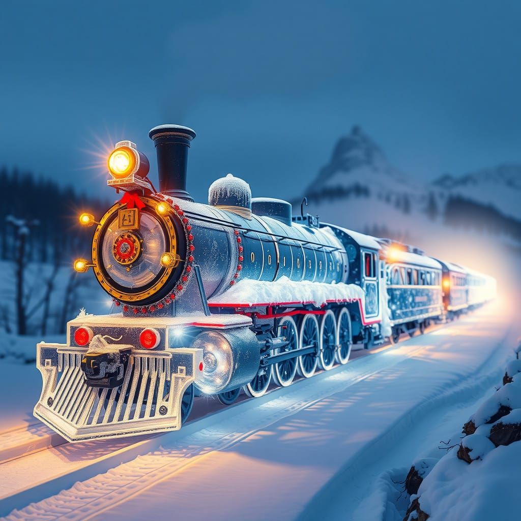 steam locomotive at winter