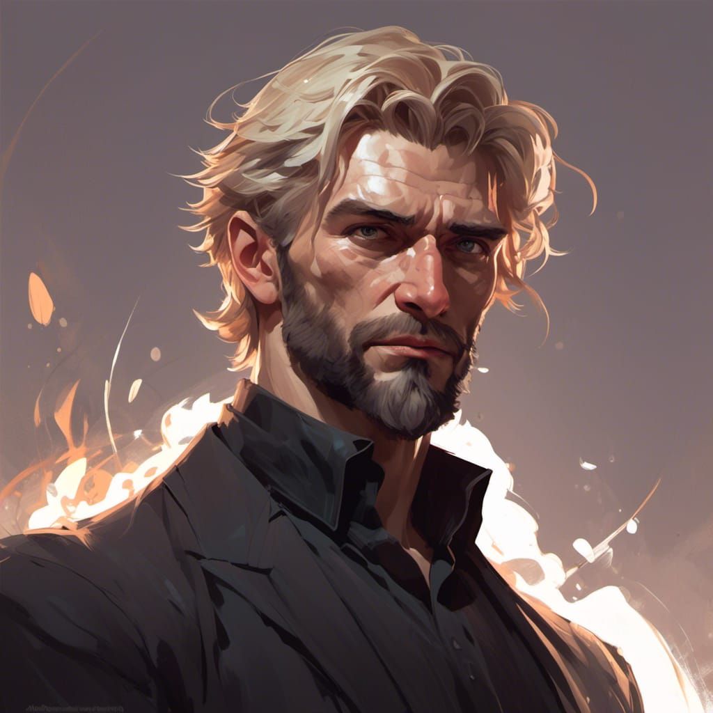 Darkly Handsome Man Portrait in Hyperdetailed Digital Art