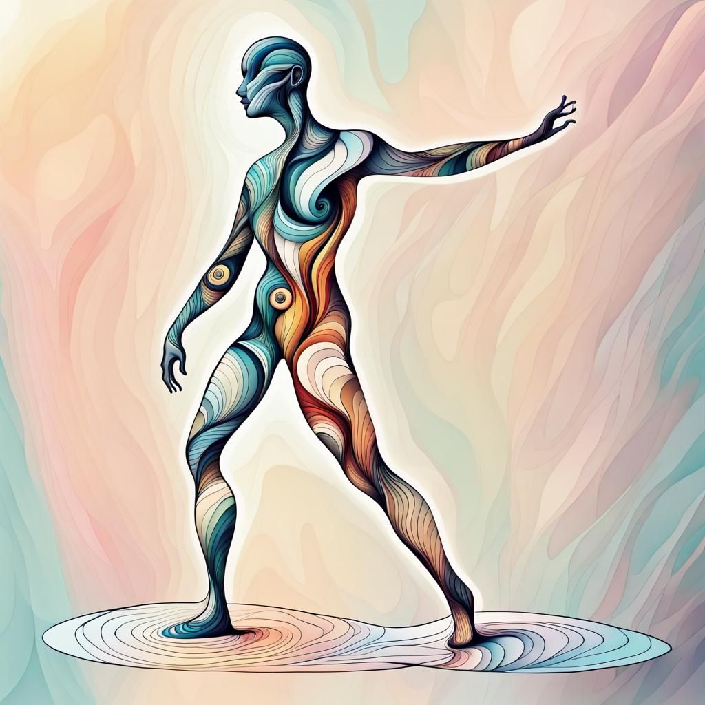 Distorted Human Figure in Abstract Vector Art