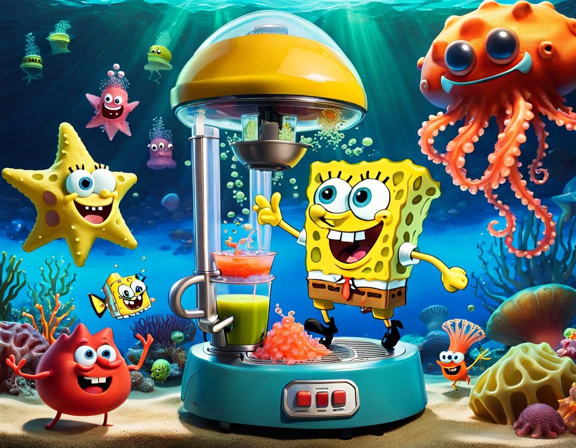 Devilish Spongebob Juices Jellyfish in Bikini Bottom