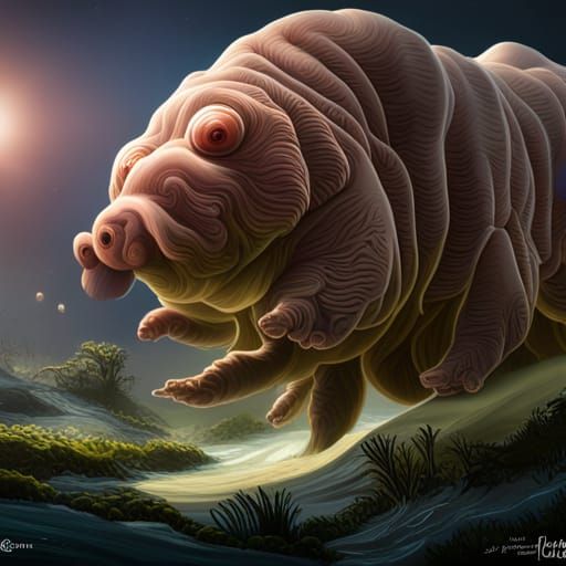 Giant Tardigrade Fighting Covid-19 in Detailed Matte Paintin...