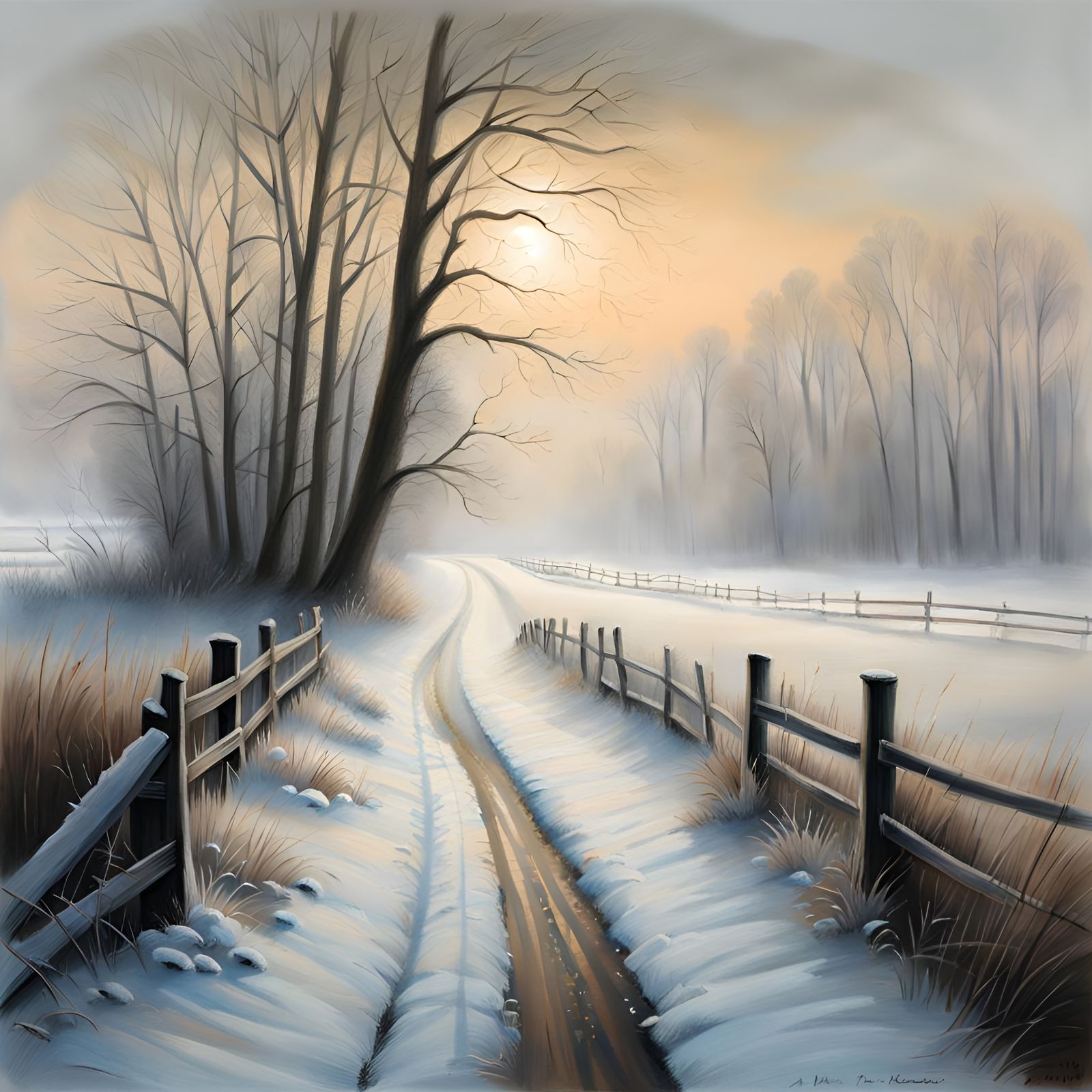 "Winter's Whisper: A Misty Journey"