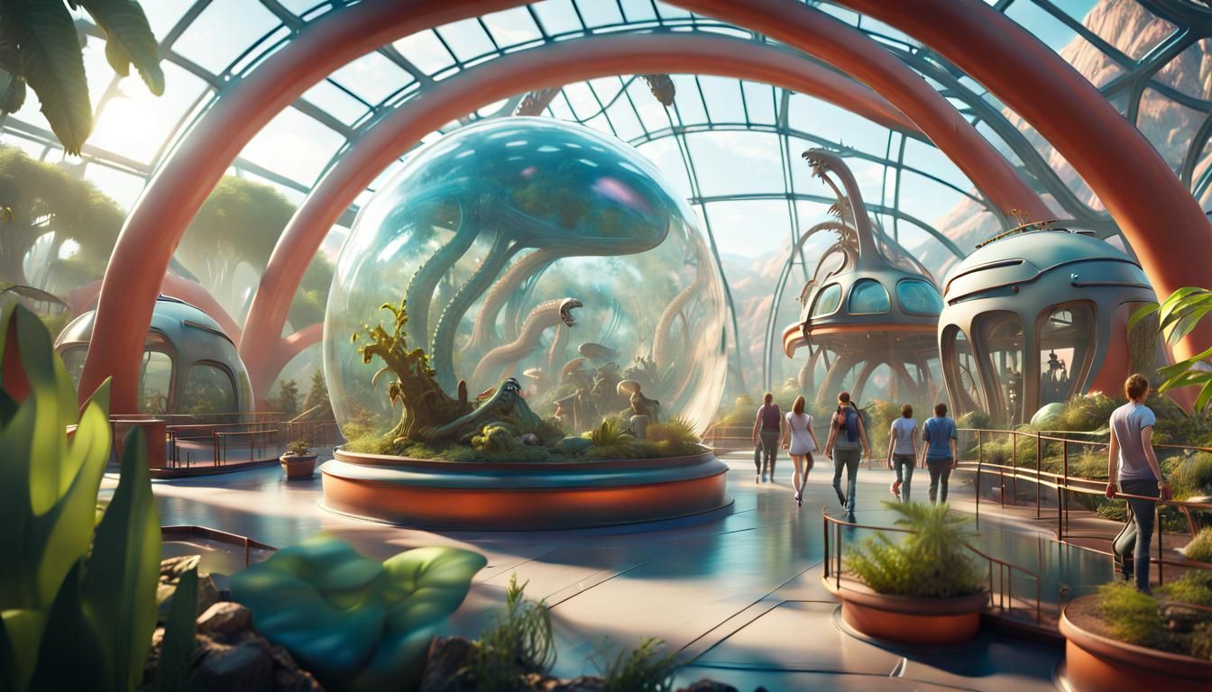 Alien Planet Theme Park Zoo With Strange Creatures