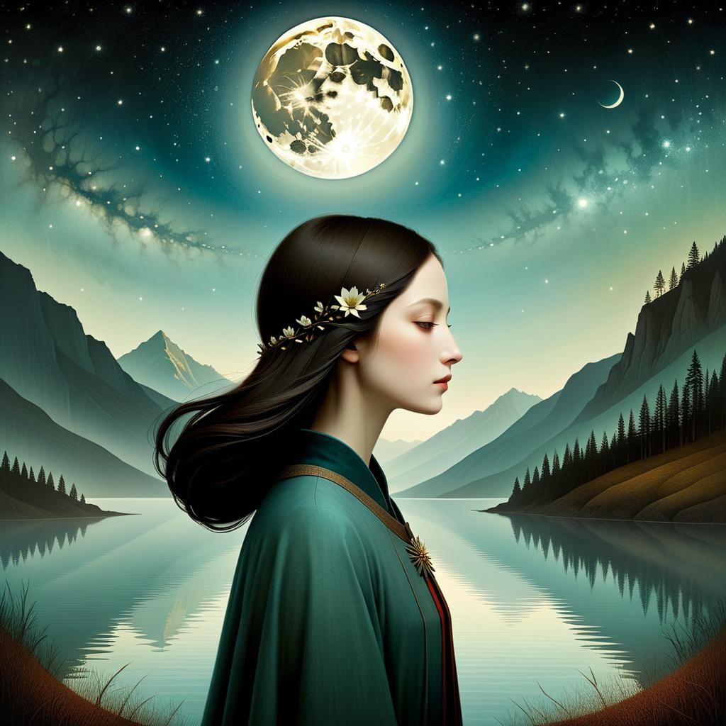 Serene Love Illustration in Dreamlike Style
