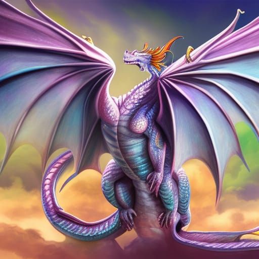 Friendly Dragon Visits Classroom: Hyperrealistic Splash Art