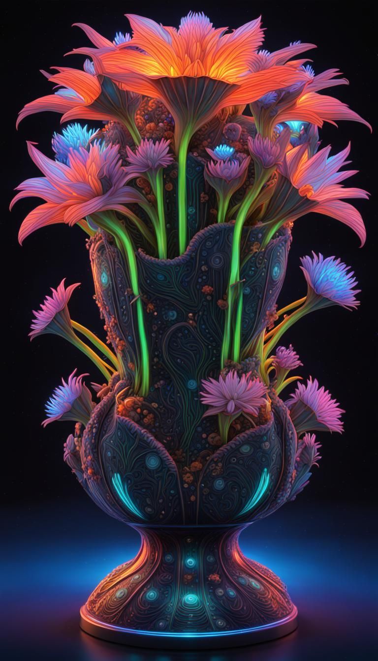 Exotic Alien Flowers in Avant-Garde Vase