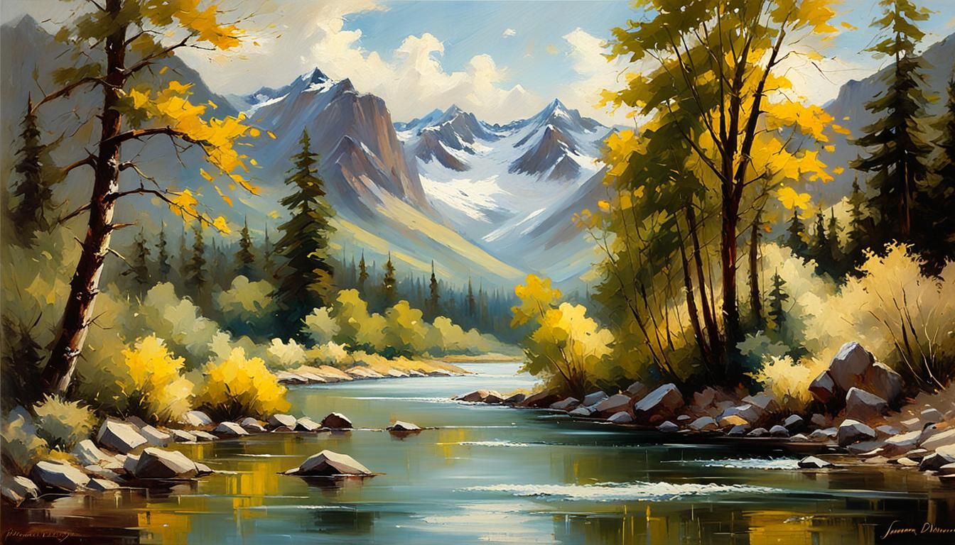 Peaceful Waterscape in Impressionist Oil Painting