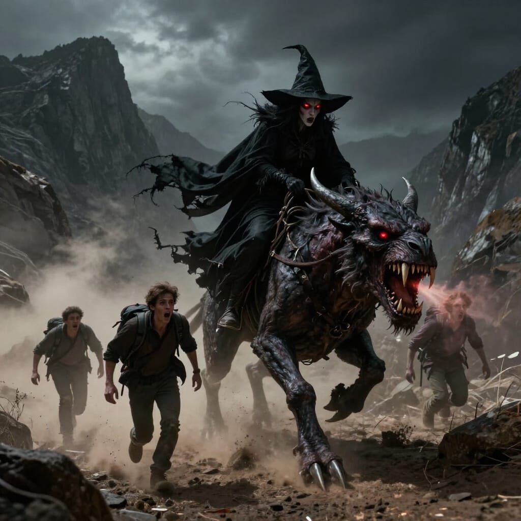 Witch on Monster Chases Terrified Hikers Down Mountain