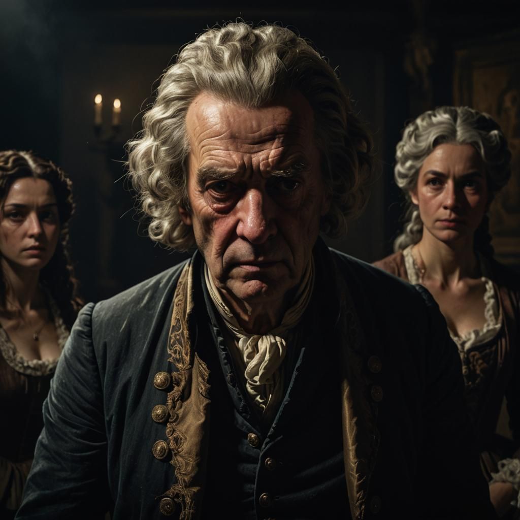 Shadowy Portrait of an Old Man with Woman