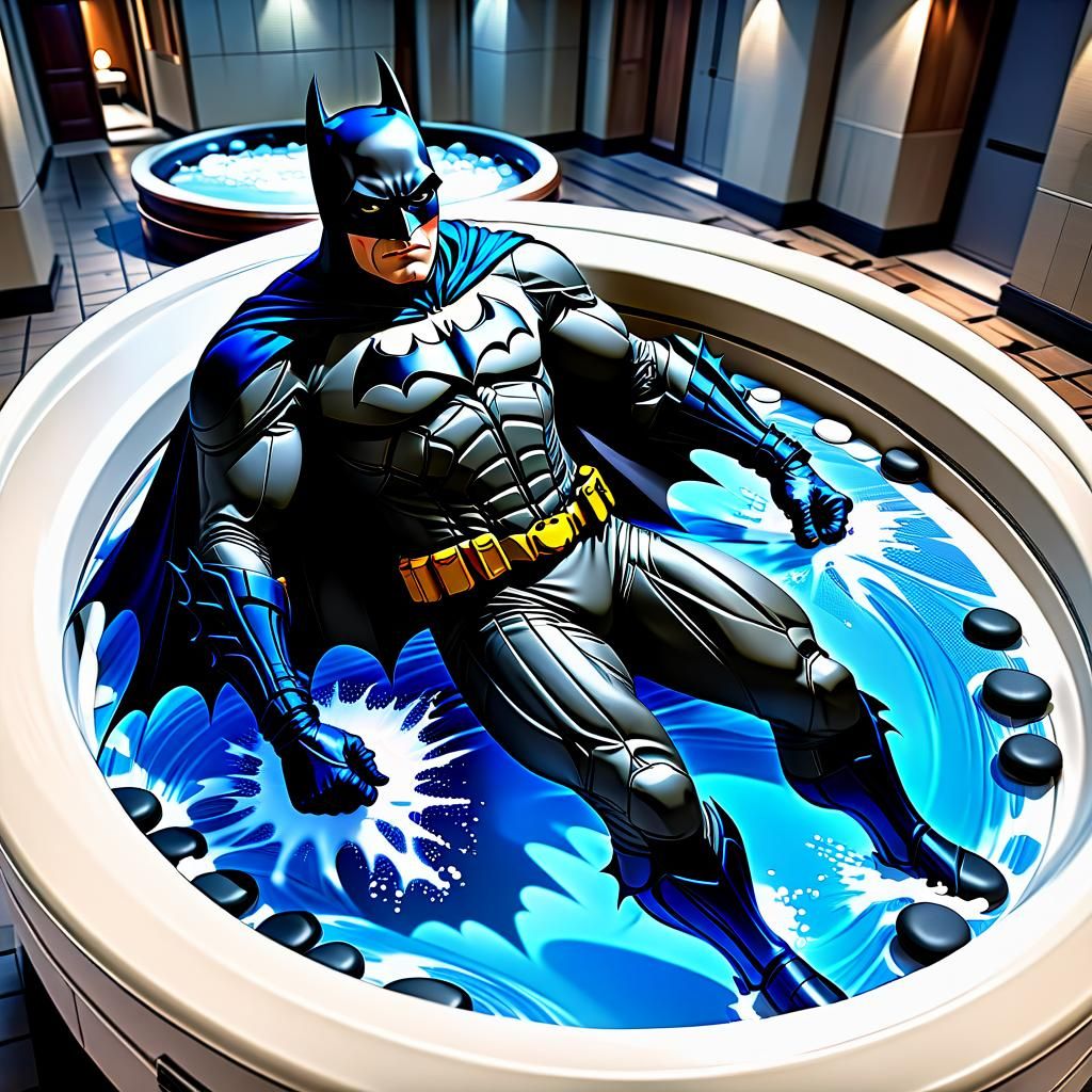 Relaxed Batman in Whirlpool: Detailed Matte Painting