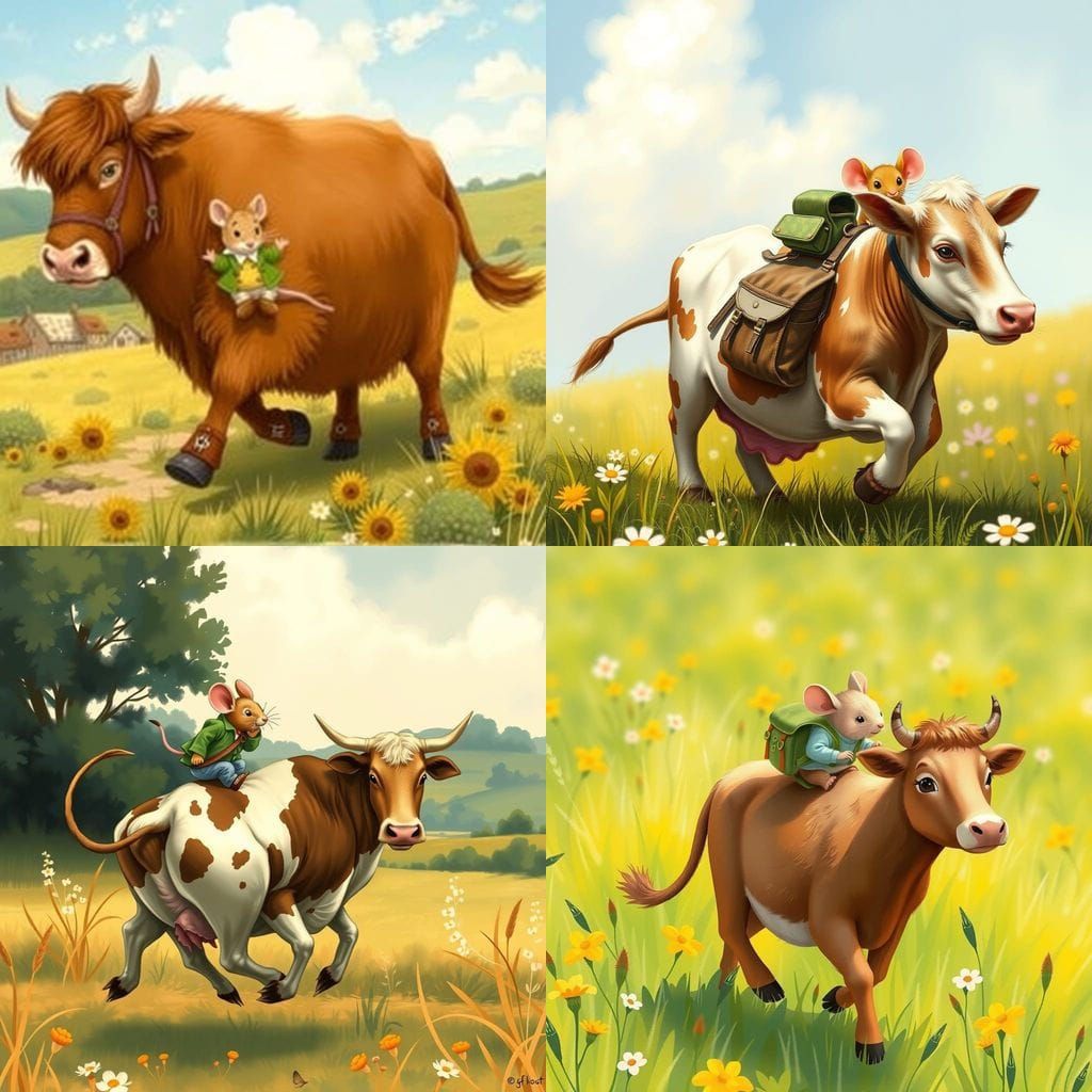 Mouse Riding Cow: A Whimsical Scene