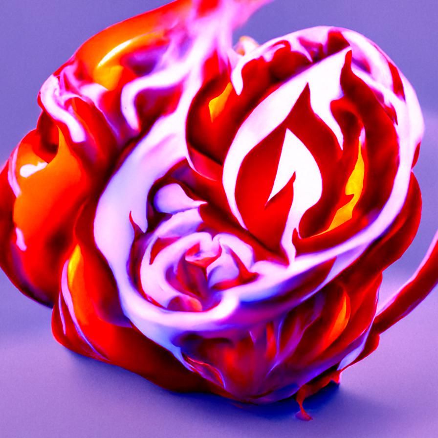 Photorealistic Flaming Rose in Hyperrealism Style