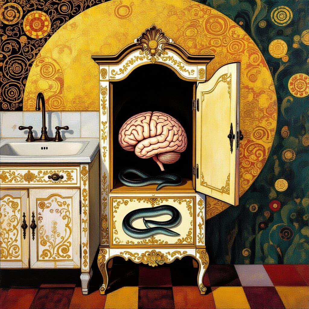 Brain in Cupboard by Kitchen Sink, Klimt Style