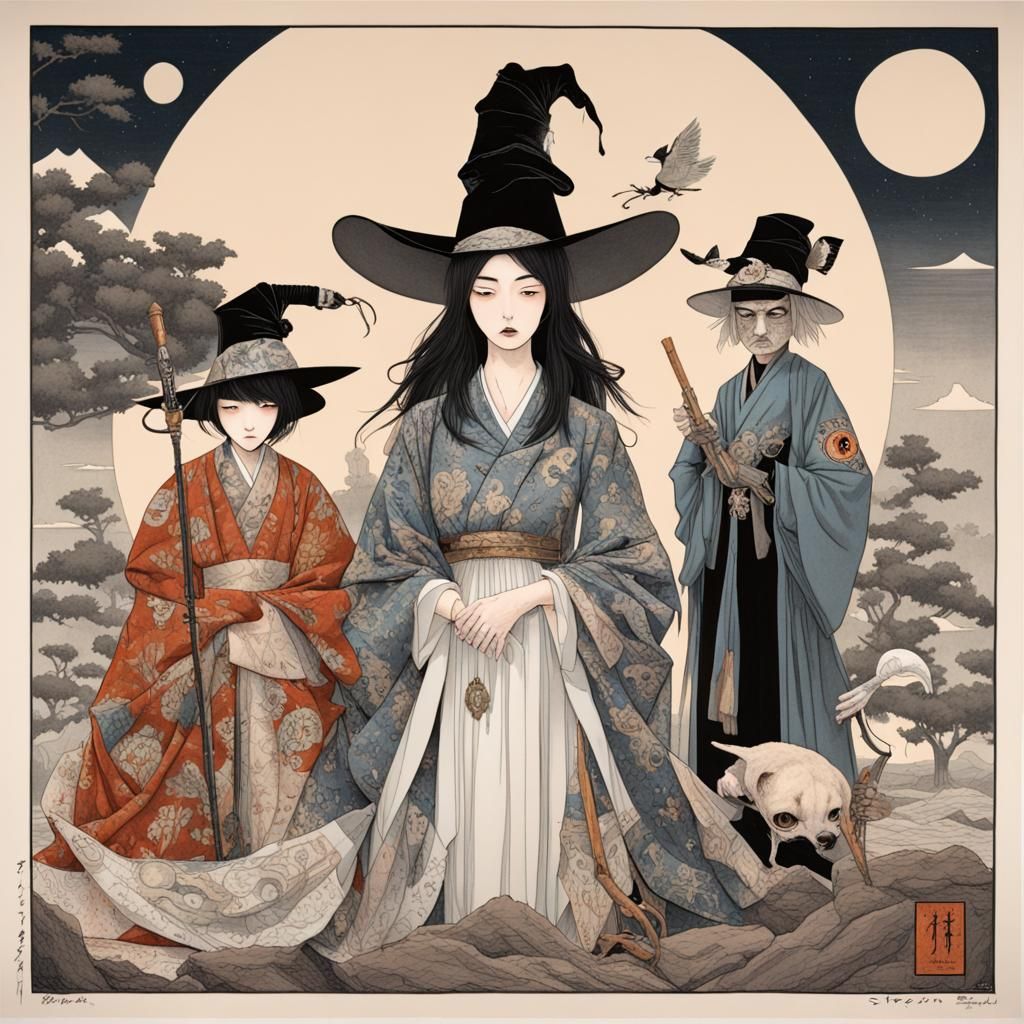 Time Gothic Biopunk Ukiyo-e Witch