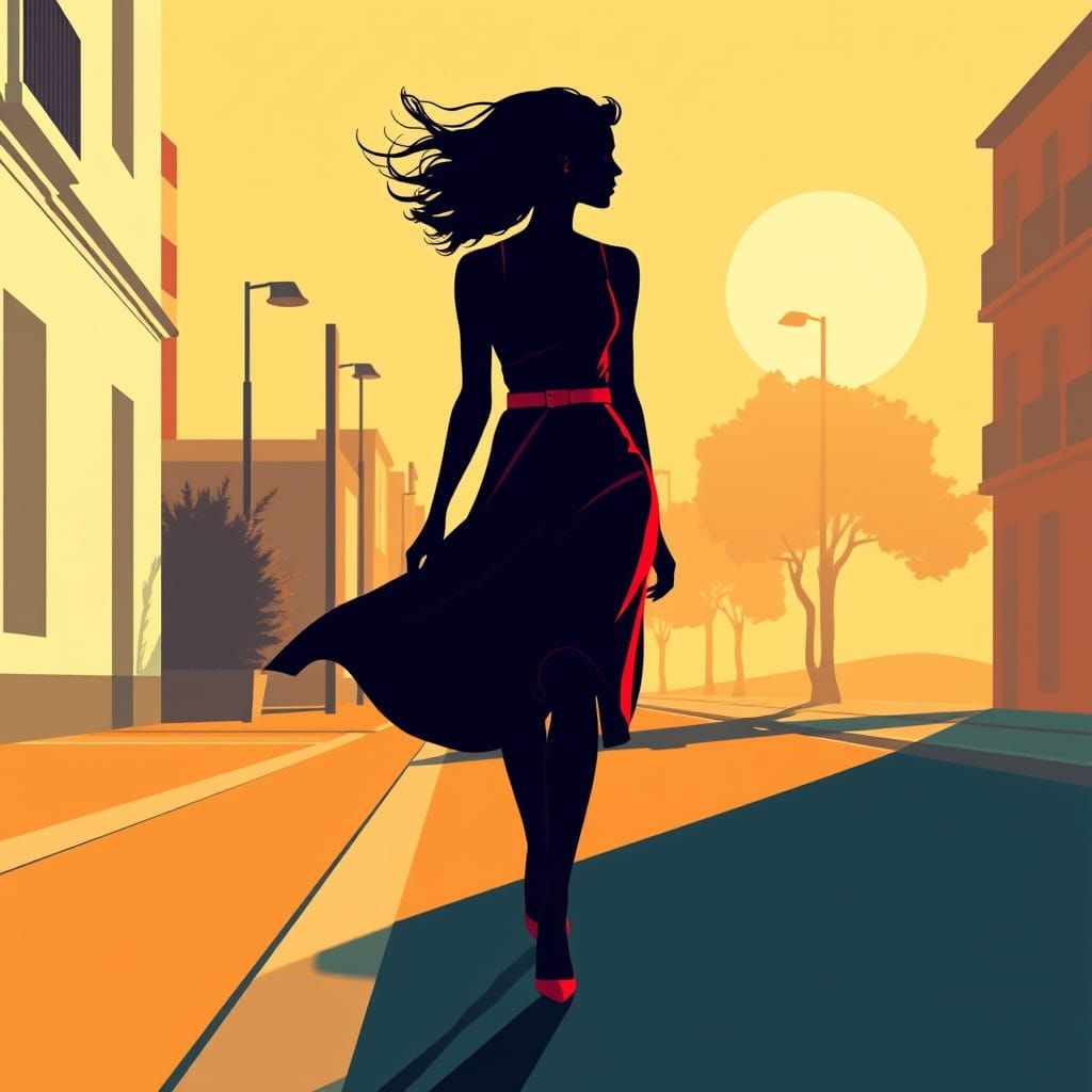 Woman in Elegant Silhouette: Swiss Modernist Style