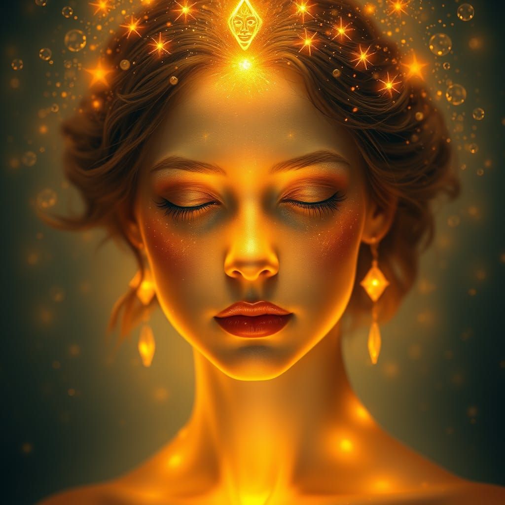 Mystical Being Radiates Sacred Light and Rebirth