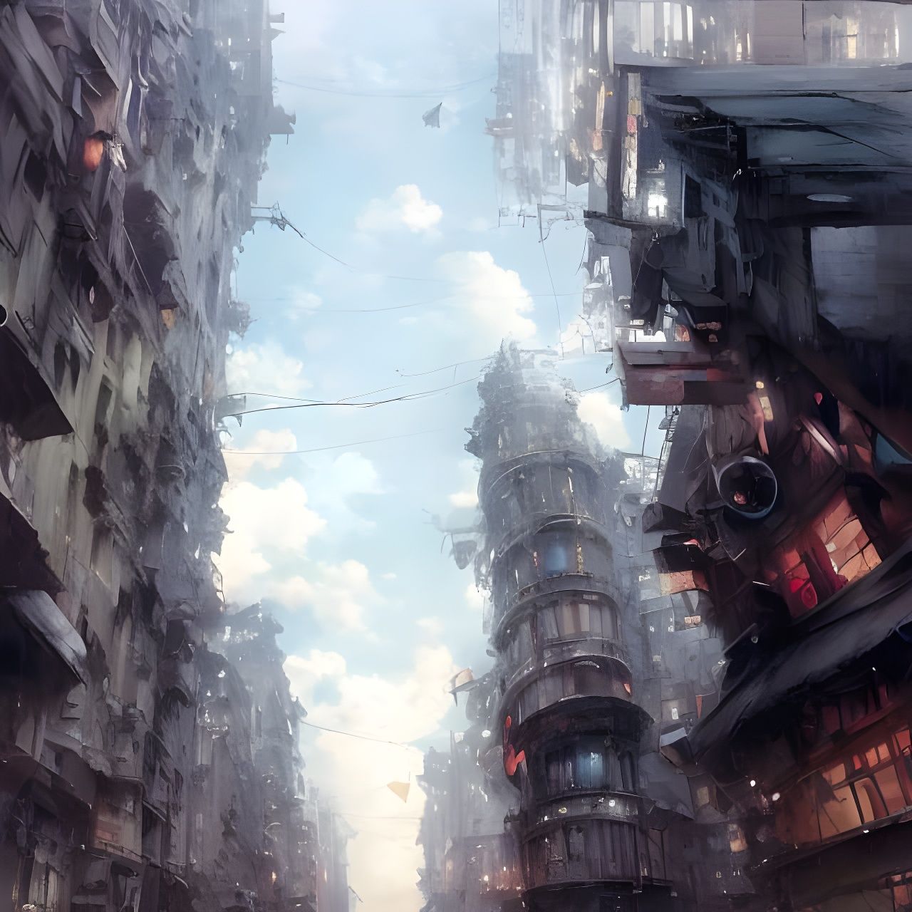 Ominous Sky Over City Street: Anime Key Visual