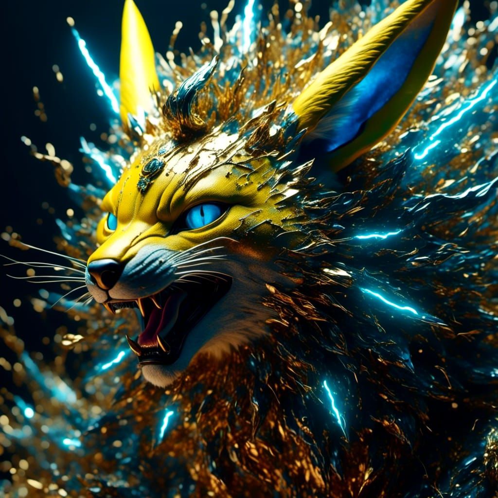 Jolteon Made of Lightning in Hyperdetailed Style
