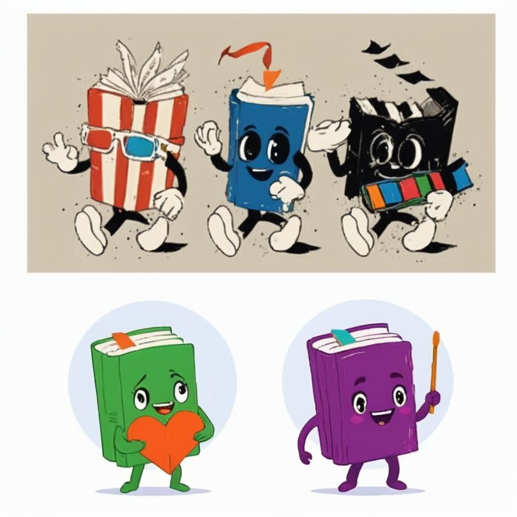 Mystical Library: Colorful Books in Cinematic Light