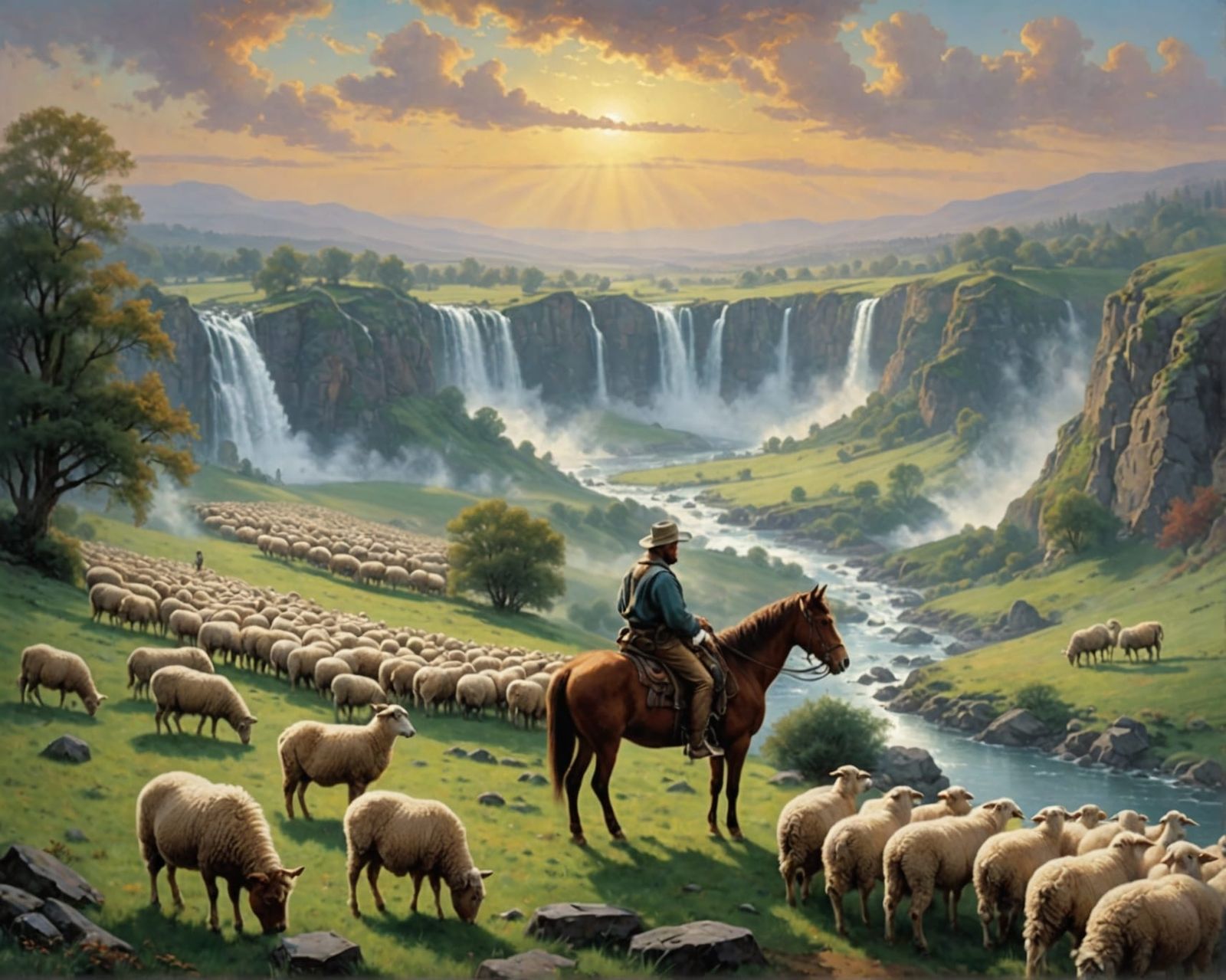 Shepherd's Prayer in a Pastoral Landscape