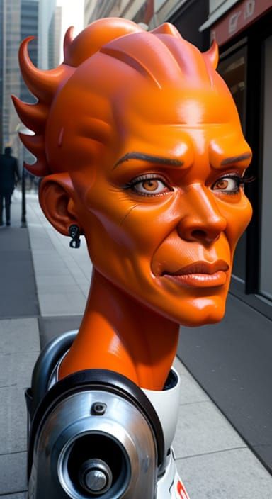 Cyborg Fire Extinguisher: Anthropomorphic Caricature Portrai...