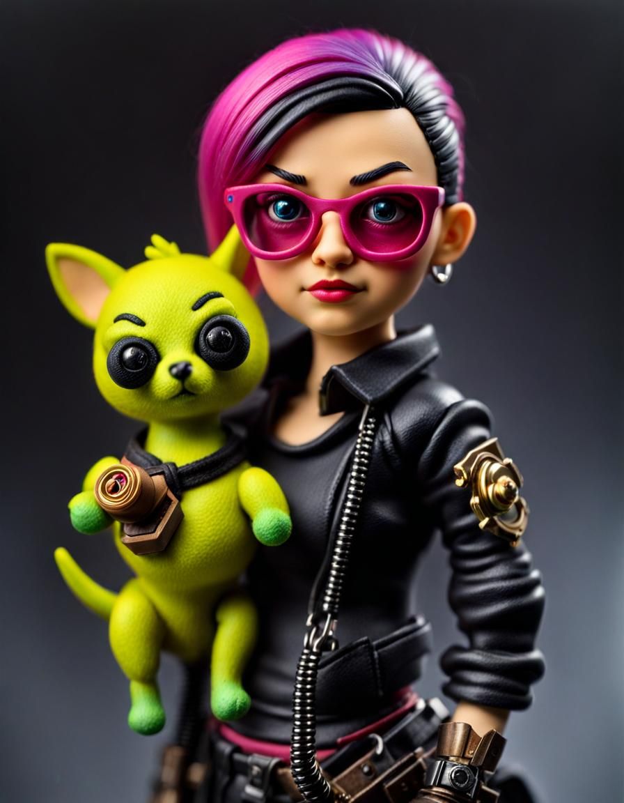 Cutepunk Action Figure with Personified Sidekick