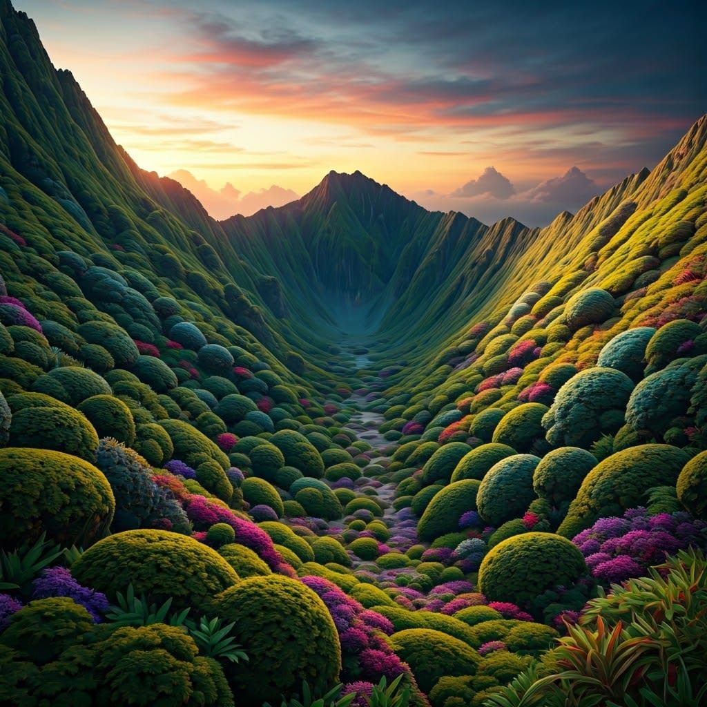 Vibrant Mountain Oasis in Ancient Volcano