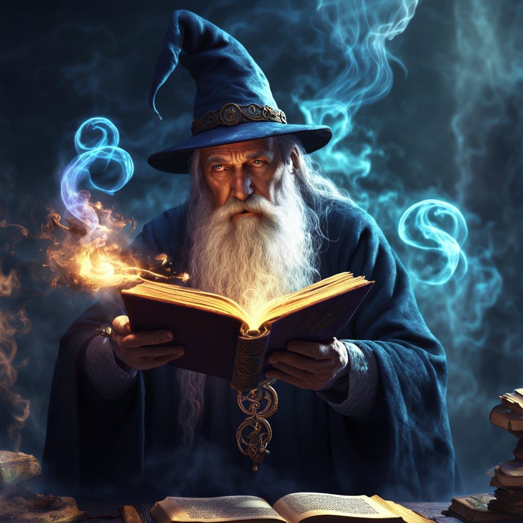 Surreal Wizard Casting Spell in Dreamlike Digital Art