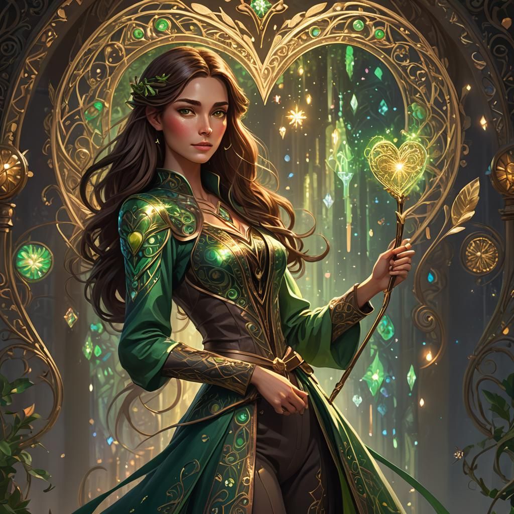 Mystical Woman with Magic Wand: 3D Art