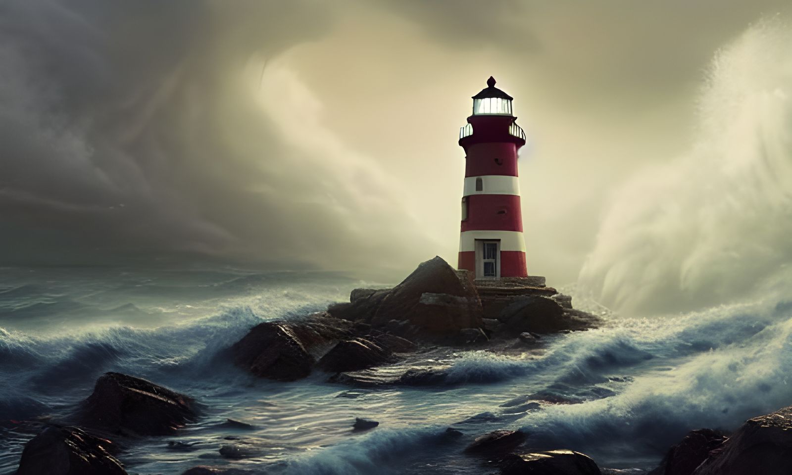 Stormy Coast Lighthouse Digital Illustration