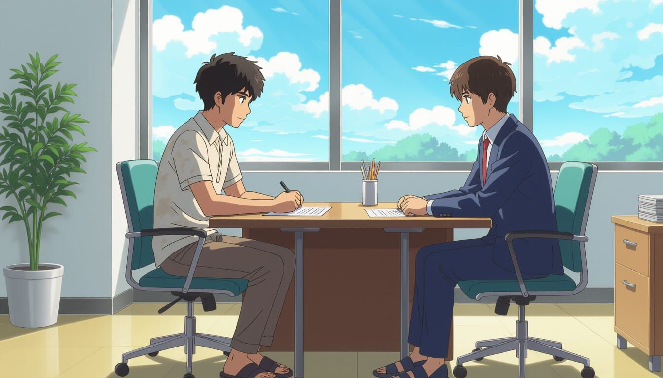 Determined Young Indian Man at Company Interview