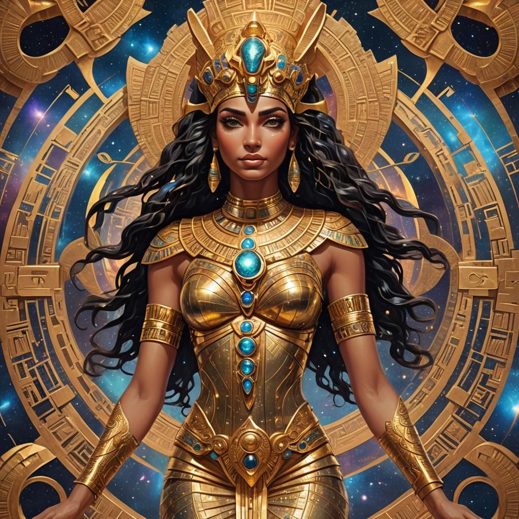 Holographic Egyptian Goddess in Astral Fantasy Style