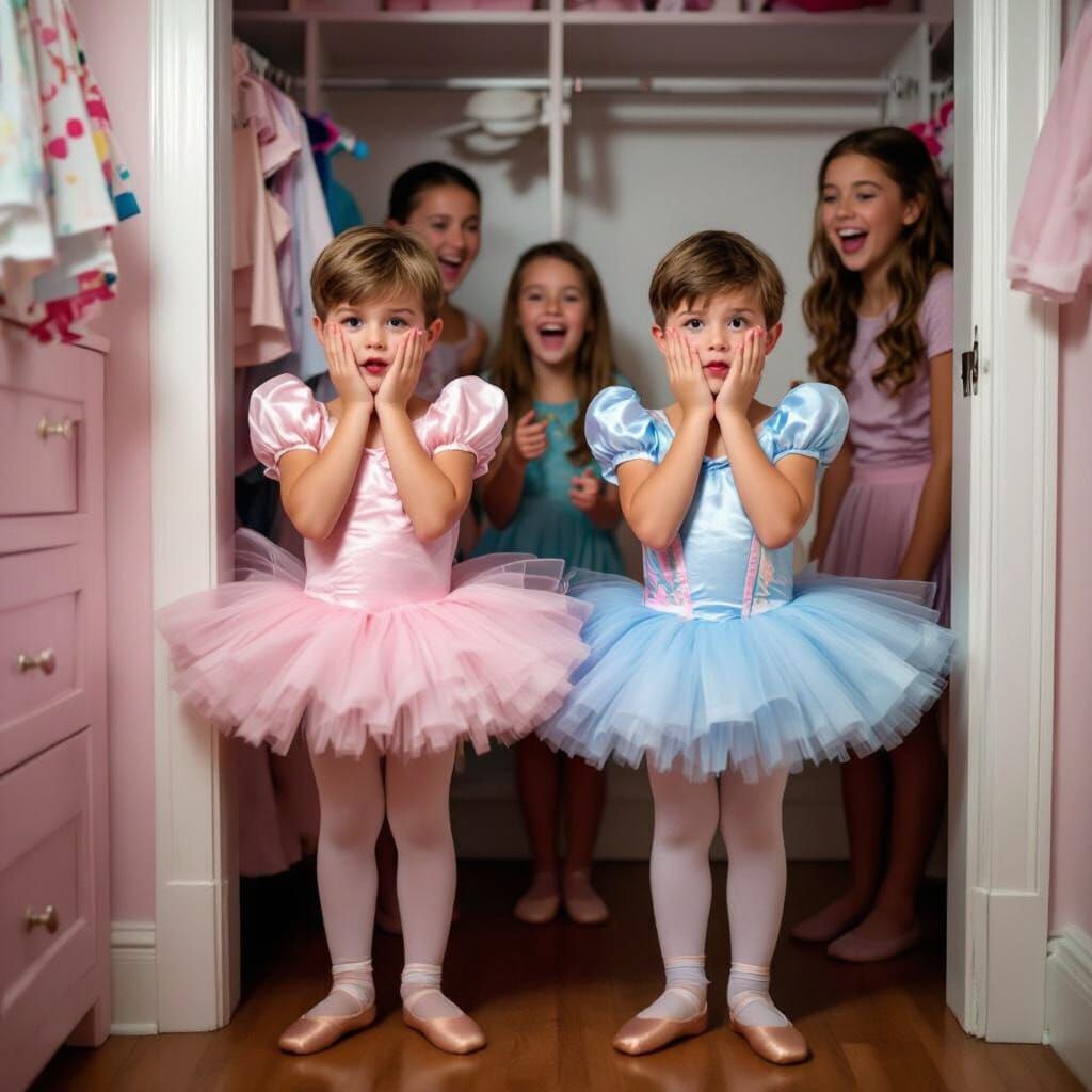 Boys in Tutus Caught in Girly Ballet Closet
