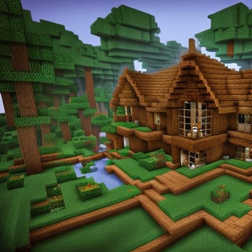 Minecraft Woodland Mansion in Detailed Matte Painting