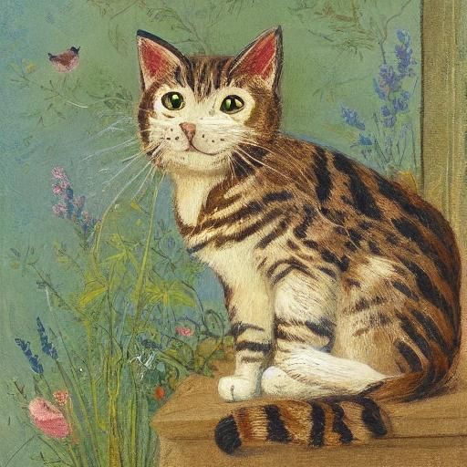 Vintage Cat Illustration in Natural History Style