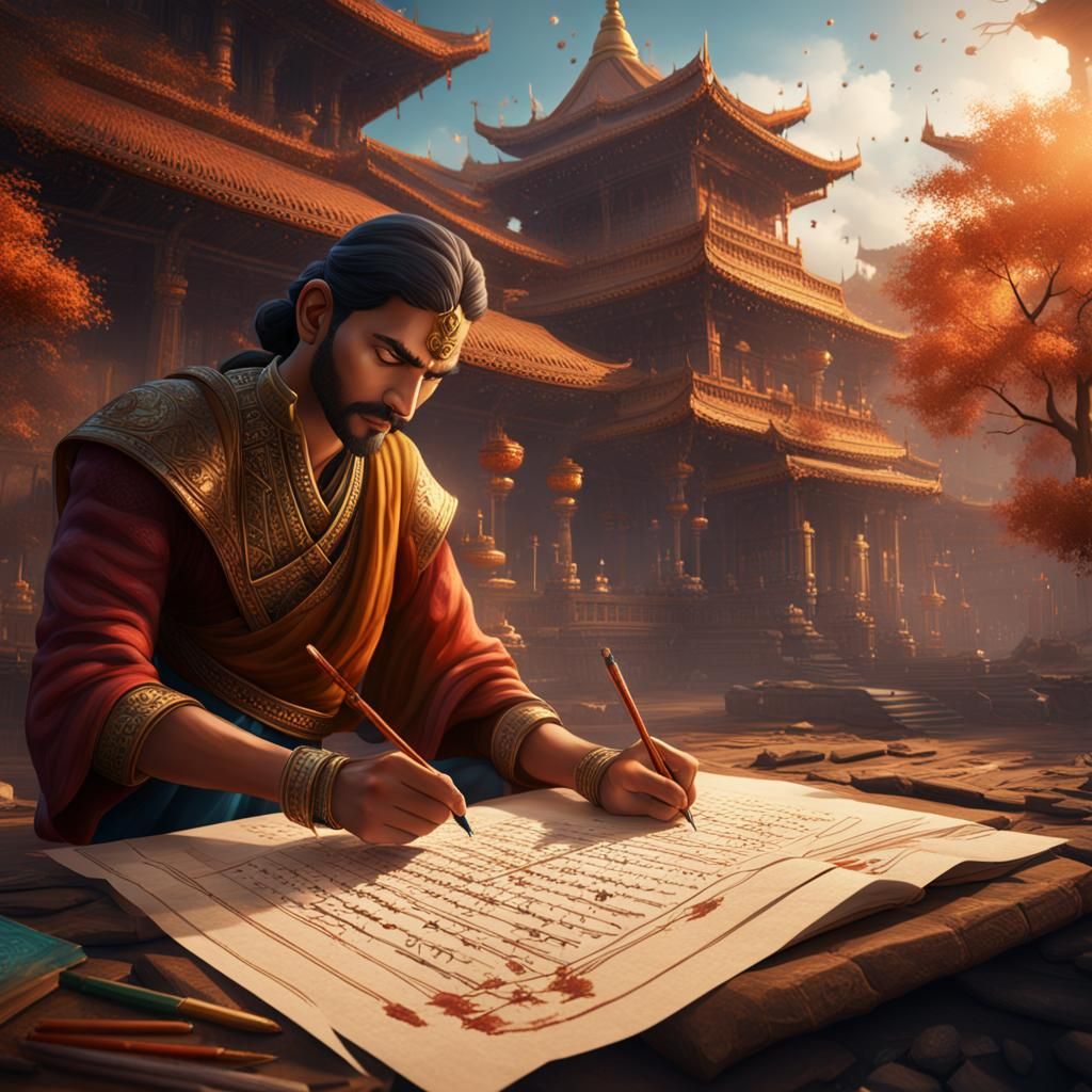 Sanskrit Scholar: Detailed Fantasy Concept Art
